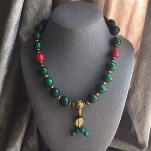 vintage antique prayer bead stone necklace